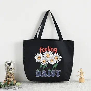 Холщовая сумка Love Daisy Feeling Daisy, повседневные большие сумки для женщин, женская сумка для покупок, сумка с принтом большой емкости