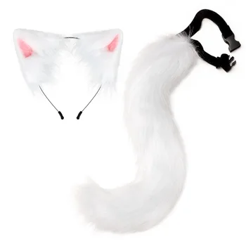 Хэллоуин косплей моделирование лисий плюшевый хвост костюм аксессуары хвост животного кошачье ухо оголовье головной убор