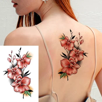 Цветочная татуировка Временные Водонепроницаемые наклейки с татуировкой Frola для женщин на руке, груди, спине, Мгновенная поддельная Татуировка Девушка-бабочка