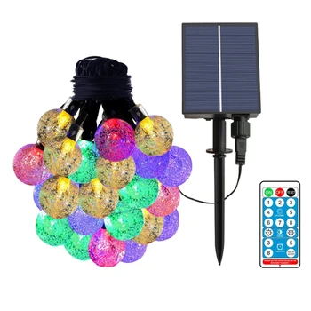 Цепочка солнечного света, 50 разноцветных хрустальных шаров, водонепроницаемость IP65 Для Рождества, украшений, фестивалей, садов