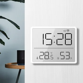 Цифровой термометр-гигрометр, ЖК-дисплей с датой, будильник, Монитор температуры и влажности для кухни, теплицы, помещения