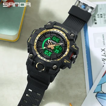 Часы бренда SANDA, светодиодные цифровые наручные часы, многофункциональные мужские часы, светодиодный секундомер, Спортивные часы S Shock 3132