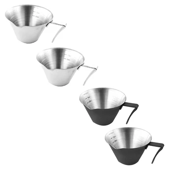 Чашка для разливки эспрессо из нержавеющей стали Чашка для разливки эспрессо с ручкой, 2 упаковки чашек для двойного приготовления эспрессо, серебристый