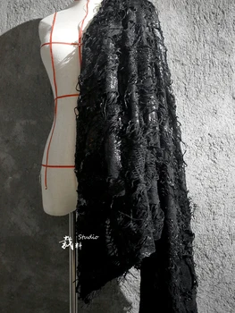эластичная бронзирующая черная ткань в цветочек, перспективная дизайнерская ткань, кружевная ткань, свадебное платье, тюль, ткани для пэчворка