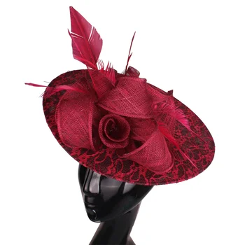 Элегантные женские шляпы-пиллбоксы из церковного Маррона с цветочными винтажными украшениями, женский головной убор для новобрачных, шапочка для свадебного чаепития 2023 года