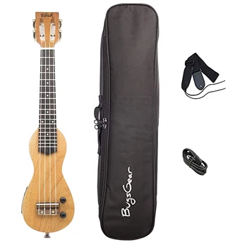Электрическая гавайская гитара Портативный дорожный Концертный размер, Гавайская гитара из цельного дерева с функцией Bluetooth, может играть бесшумно, без шума