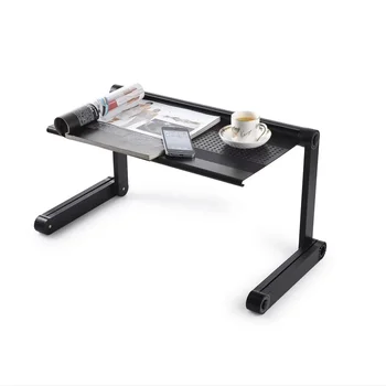 Эргономика Алюминиевый Регулируемый стол для ноутбука с вентиляцией, переносной поднос для кровати, черный
