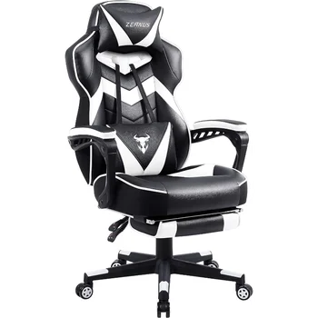 Эргономичное игровое компьютерное кресло Zeanus, Компьютерное кресло с откидной спинкой и подставкой для ног, Офисное геймерское кресло с массажем, большое и высокое