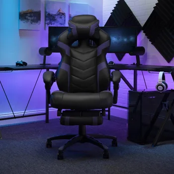 Эргономичный игровой стул в гоночном стиле с высокой спинкой для ПК Компьютерный стол Офисный стул с регулируемым натяжением наклона и фиксатором угла наклона