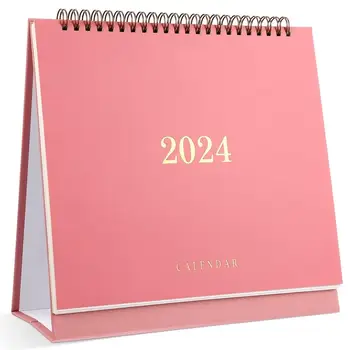 Январь 2024-июнь 2025 Настольный календарь Блоки заметок Планировщик Ежемесячный календарь Настольный календарь из плотной бумаги (розовый)