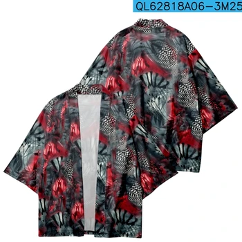 Японская Уличная одежда Кардиган Косплей Хаори Летние Рубашки с модным принтом Традиционное Кимоно Мужчины Женщины Одежда Юката Халат