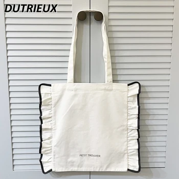 Японский стиль, простая милая женская сумочка, лист Лотоса, холщовая сумка для покупок из чистого хлопка, летние осенние сумки для женщин