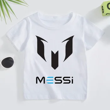 2020, Забавные детские футболки с буквенным принтом Месси, Летний топ, Одежда с коротким рукавом для мальчиков и девочек, Повседневная детская футболка