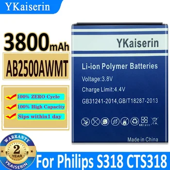 3800 мАч YKaiserin Аккумулятор Для Philips Для Мобильного телефона Philips S318 CTS318 AB2500AWMT Smart Mobile Battery Batterij Bateria