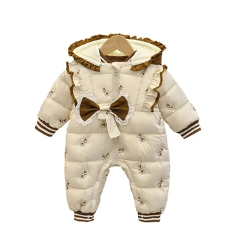 Зимняя одежда для маленьких девочек Зимний пуховый комбинезон для маленьких мальчиков Женский Детский комбинезон Плюшевая Верхняя одежда Теплая одежда для новорожденных Bebes