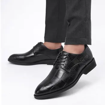 Роскошные деловые модельные туфли, мужская обувь, повседневная обувь с рельефным рисунком, молодежная модная обувь с острыми носками, Zapatos Hombre