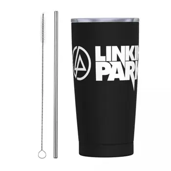 Стакан рок-группы Linkinpark с вакуумной изоляцией, Винтажный логотип
 Кофейные чашки с крышкой, соломенные школьные кружки, горячий холодный напиток, 20 унций