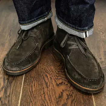 Швы Goodyear Кожаные Ботинки Chukka Классические Туфли Wallabee В стиле Джеймса Бонда 007 Винтажные Ботинки Ручной Работы